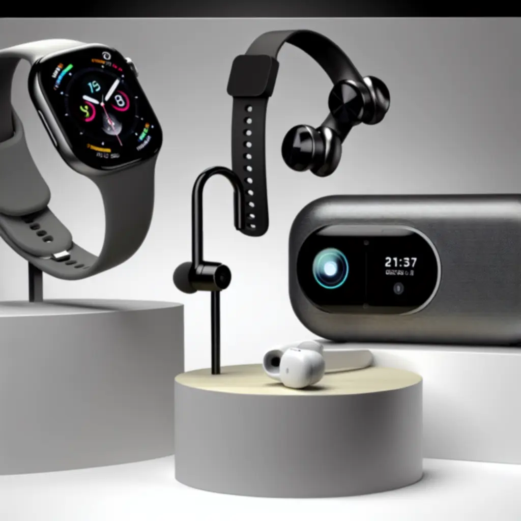 Zestaw premium inteligentnych urządzeń prezentowanych na nowoczesnym tle