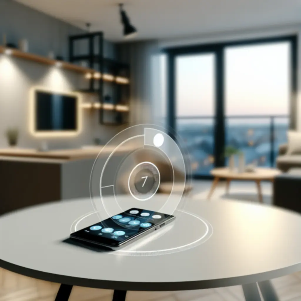 Nowoczesne urządzenie smart prezentowane na minimalistycznym tle